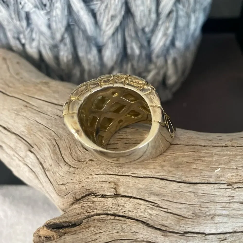 925 sterling silver pebble beach, gold tone, size 7 paparazzi ring stamped